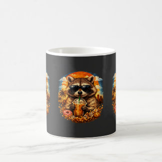 Wasbeer drinkt ijskoude koffie Grappig dier Meme Koffiemok