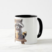 Wasbeer drinkt ijskoude koffie mok (Voorkant rechts)