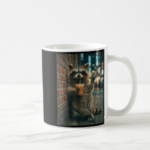 Wasbeer drinkt ijskoude koffie rock on meme grappi koffiemok
