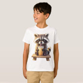 Wasbeer drinkt ijskoude koffie t-shirt (Voorkant volledig)