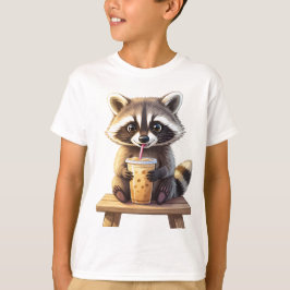 Wasbeer drinkt ijskoude koffie t-shirt
