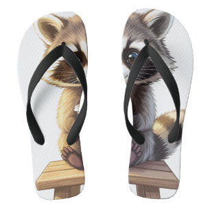 Wasbeer drinkt ijskoude koffie teenslippers