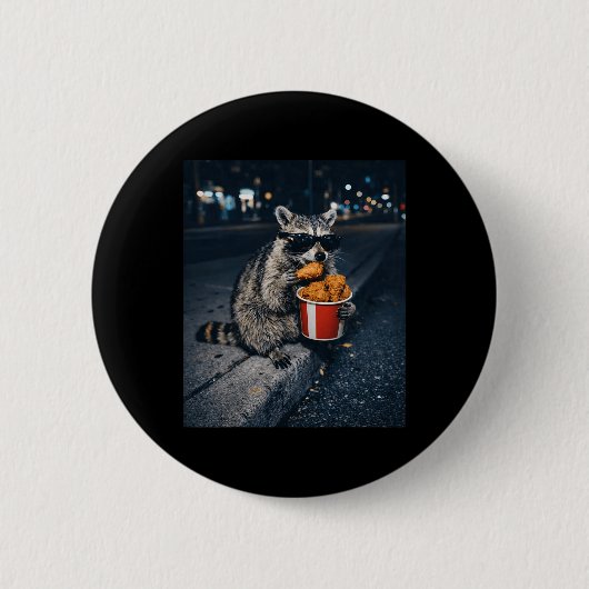 Wasbeer eet gefrituurde kip Meme Domme afvalpand Ronde Button 5,7 Cm (Voorkant)