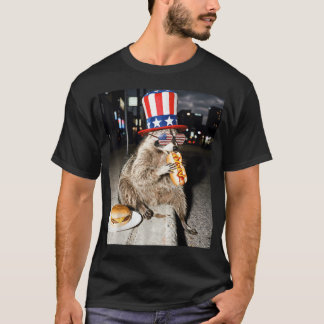 Wasbeer Eet Hotdog Grappig 4 Juli T-shirt