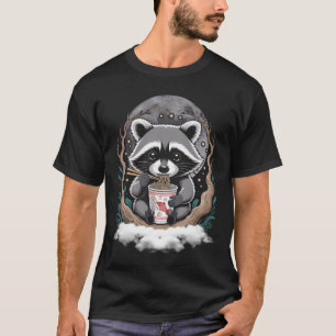 Wasbeer eet instant noedelbeker Grappig dier Fas T-shirt