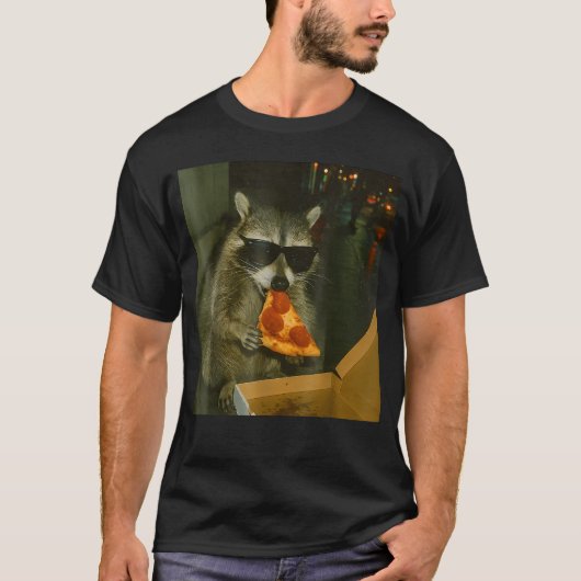 Wasbeer Eet Pizza Dier T-shirt (Voorkant)