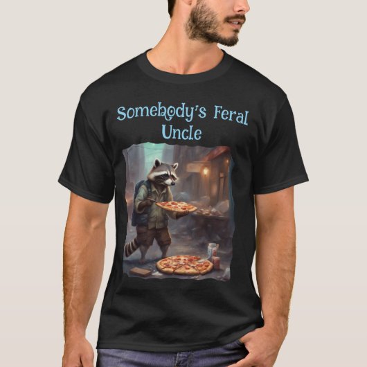 Wasbeer eet pizza in de steeg grappig t-shirt (Voorkant)