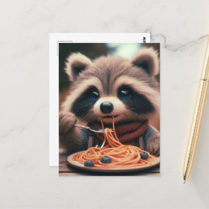 Wasbeer Eet Spaghetti Briefkaart