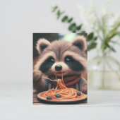 Wasbeer Eet Spaghetti Briefkaart (Staand voorkant)