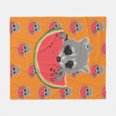 Wasbeer eet watermeloen fleece deken (Voorkant (Horizontaal))