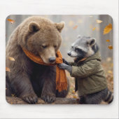 Wasbeer en Beer in Herfstbos Muismat (Voorkant)
