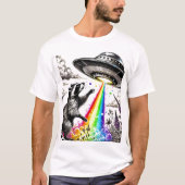 Wasbeer en de Regenboog UFO in een wilde bloemenwe T-shirt (Voorkant)