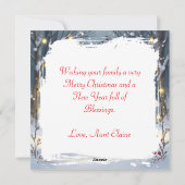 Wasbeer en eekhoorn hangen kerstverlichting feestdagenkaart (Achterkant)