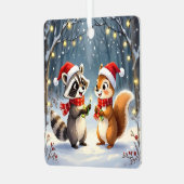 Wasbeer en eekhoorn hangen kerstverlichting metalen ornament (Voorkant links)