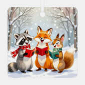 Wasbeer en eekhoorn hangen kerstverlichting metalen ornament (Achterkant)