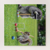 Wasbeer en eekhoorn spelen croquet legpuzzel (Horizontaal)
