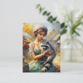 Wasbeer en een fee briefkaart (Staand voorkant)