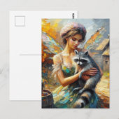 Wasbeer en een fee briefkaart (Voorkant / Achterkant)