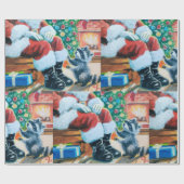 Wasbeer en Kerstman inpakpapier (Vlak)
