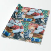 Wasbeer en Kerstman inpakpapier (Uitgerold)