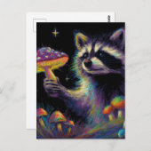 Wasbeer en paddenstoelen briefkaart (Voorkant / Achterkant)