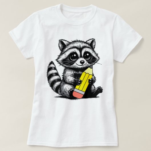 Wasbeer en potlood Schattigee wasbeer leraar minna T-shirt (Design voorkant)