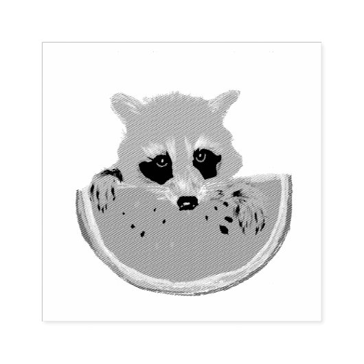 Wasbeer en watermeloen rubberstempel (Afrduk)