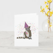 Wasbeer Feest - Dieren Hebben een Feestje Kaart (Gele Bloem)