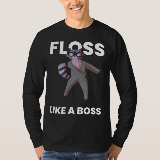 wasbeer floss als een baas flossen dans grappige v t-shirt (Voorkant)