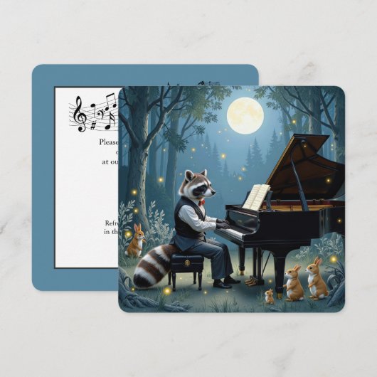 Wasbeer geeft een piano recital in het bos kaart (Voorkant / Achterkant)