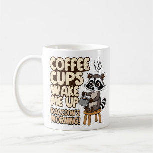 Wasbeer grappige ochtend met koffiekopje koffiemok