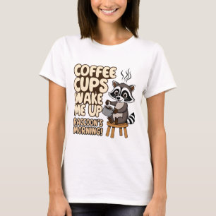 Wasbeer grappige ochtend met koffiekopje t-shirt