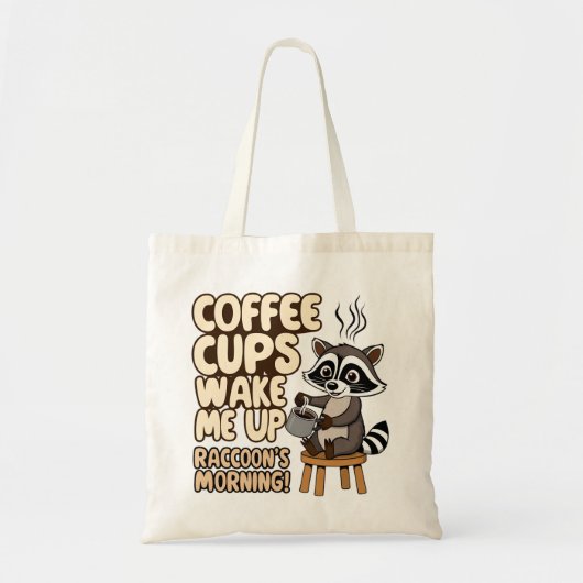 Wasbeer grappige ochtend met koffiekopje tote bag (Voorkant)