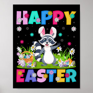 Wasbeer Happy Pasen Eierzoeker Konijn Oor Wasbeer  Poster