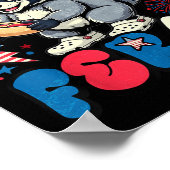 Wasbeer Hot Dog Bloem Rood Wit En Verwilderd Ameri Poster (Hoek)