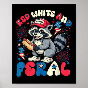 Wasbeer Hotdog Bloemrijk Rood Wit En Wild Amerika Poster