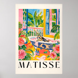 Wasbeer in badkuip Kunstprint Tropische Maximalist Poster