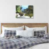 Wasbeer in de Stroom Canvas Afdruk (Insitu (Slaapkamer))