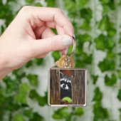 Wasbeer in een boom Schilderij Sleutelhanger (Hand)