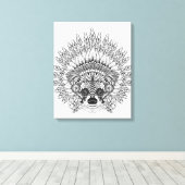 wasbeer in gevederde oorlogsbonnet doodle 6 canvas afdruk (Insitu (Houten vloer))