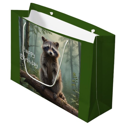 Wasbeer in het bos groot cadeauzakje (Voorkant Gekanteld)