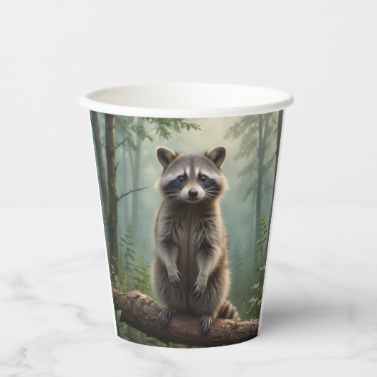 Wasbeer in het bos papieren bekers (Voorkant)