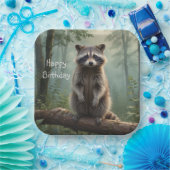 Wasbeer in het bos papieren bordje (Feest)