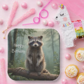 Wasbeer in het bos papieren bordje (Feest)