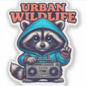 Wasbeer in Hoodie met Boombox Sticker (Voorkant)