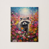 Wasbeer in veld met wilde bloemen legpuzzel (Verticaal)