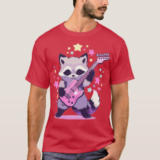 Wasbeer in Zonnebril Gitaar Rock en Roll Concert T-shirt