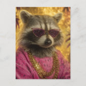 Wasbeer in zonnebrillen en gouden kettingen briefkaart (Voorkant)