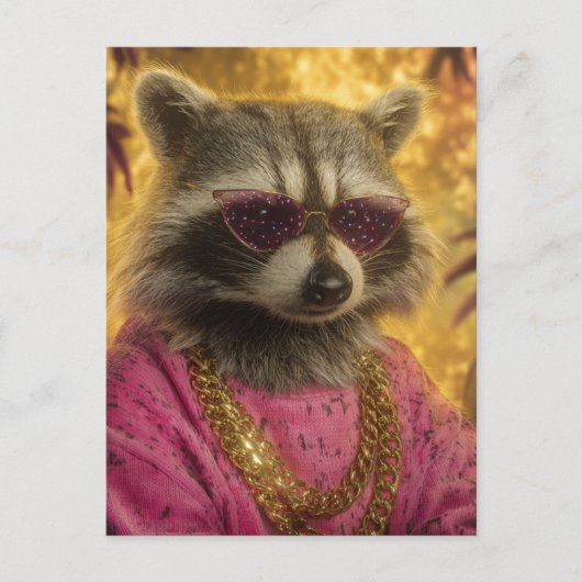 Wasbeer in zonnebrillen en gouden kettingen briefkaart (Voorkant)