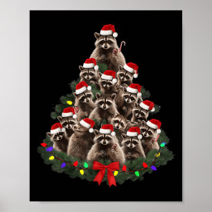 Wasbeer Kerstboom Lichtjes Pyjama Wasbeer Liefhebb Poster